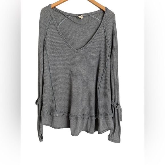 NWOT Free People Laguna Thermal V-Neck Blouse - Picture 5 of 8
